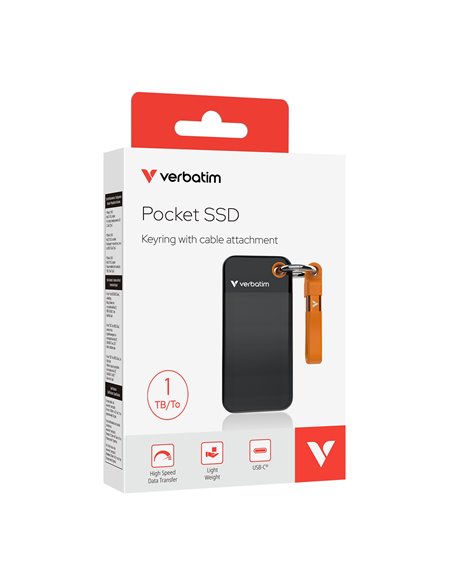 M.2 SSD Extern Verbatim Pocket / 1TB / USB 3.2 Gen 2 / Black/Orange