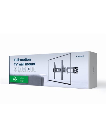 Настенное крепление для телевизора (поворотное) 32”-55” Gembird ”WM-55ST-03”, Black