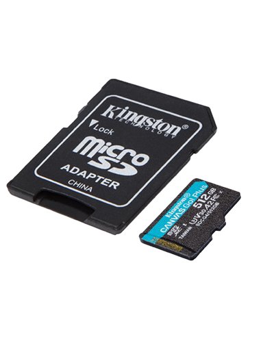 Card de memorie microSD 512GB Kingston Canvas Go Plus Gen 4, A2, up to 200MB/s, + SD adapter