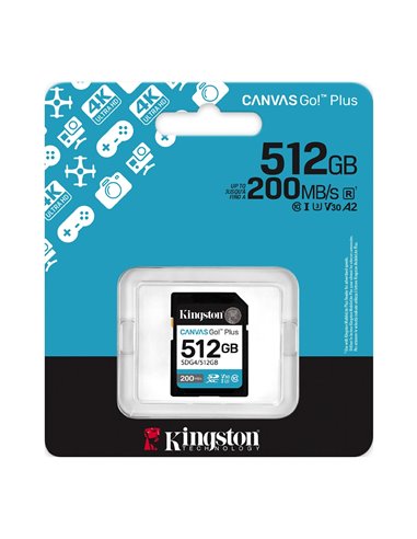 Карта памяти SD 512GB Kingston Canvas Go! Plus G4, 200/160MB/s