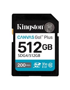 Карта памяти SD 512GB Kingston Canvas Go! Plus G4, 200/160MB/s 2