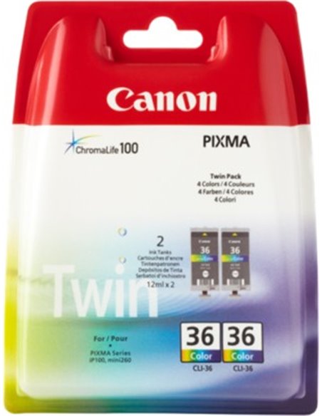 Ink Cartridge Canon CLI-36 Twin Pack (1511B025), color (c.m.y), 12ml, 2 pcs. for TR150, mini 260