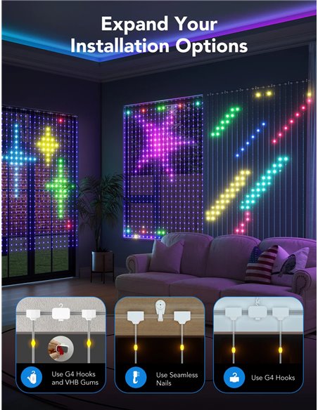Наружные занавесочные светильники GOVEE RGBIC Curtain Lights 1.5*2m Наружные занавесочные светильники GOVEE RGBIC Curtain Lights 1.5*2m