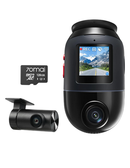 Комплект видеорегистраторов передней и задней панели автомобиля 70mai 4K Omni X800+Rear Cam+SD Card, Черный
