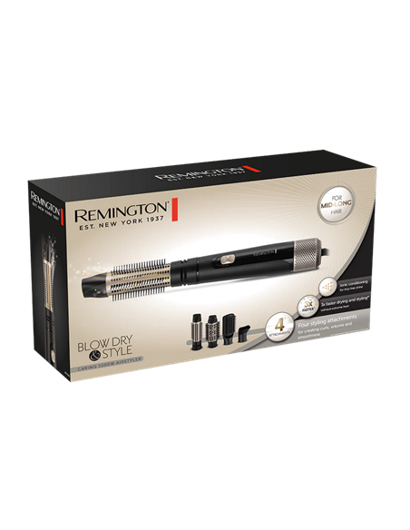 Uscător de păr-perie Remington AS7500, 1000W, Negru