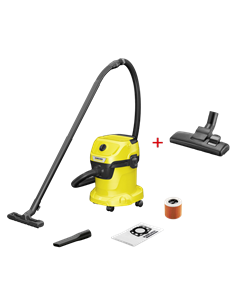 Aspirator Karcher WD 3 V-15/6/20 + Duza de podea DN 35, Galben