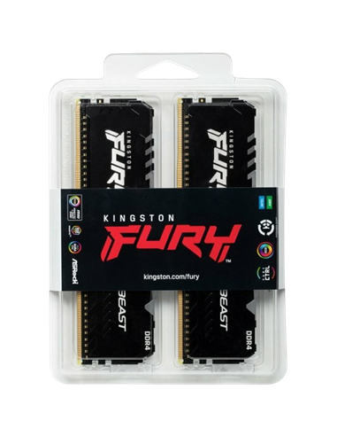 Memorie RAM Kingston FURY Beast RGB, DDR4 SDRAM, 3733 MHz, 16GB, KF437C19BBAK2/16