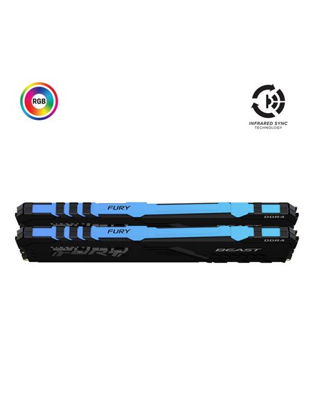 Оперативная память Kingston FURY Beast RGB, DDR4 SDRAM, 3733 МГц, 16Гб, KF437C19BBAK2/16 Оперативная память Kingston FURY Beast RGB, DDR4 SDRAM, 3733 МГц, 16Гб, KF437C19BBAK2/16