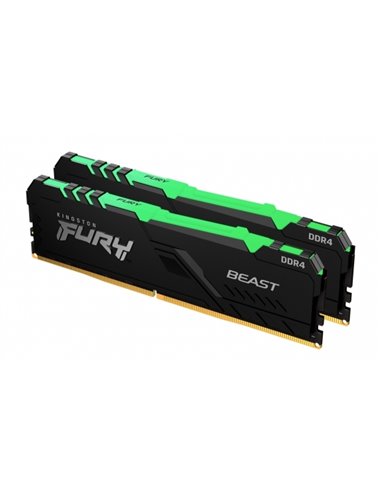 Оперативная память Kingston FURY Beast RGB, DDR4 SDRAM, 3733 МГц, 16Гб, KF437C19BBAK2/16