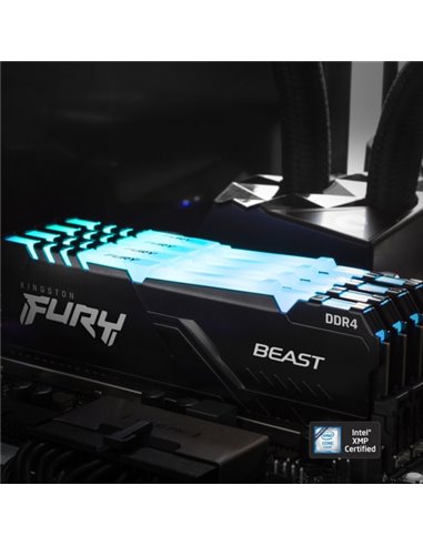 Оперативная память Kingston FURY Beast RGB, DDR4 SDRAM, 3733 МГц, 16Гб, KF437C19BBAK2/16