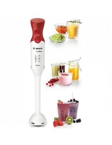 Blender de mână Bosch ErgoMixx MSM64010, Alb | Roșu