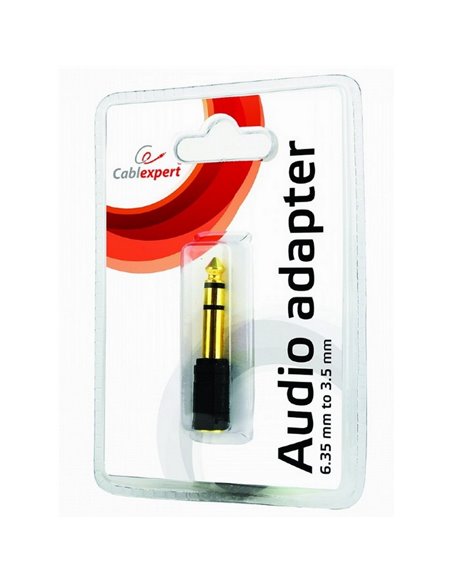 Audio Adaptor Cablexpert A-6.35M-3.5F, 6.35mm 3-pin (M) - 3.5mm 3-pin (F), Negru