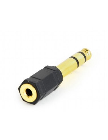 Аудио адаптер Cablexpert A-6.35M-3.5F, 6.35mm 3-pin (M) - 3.5mm 3-pin (F), Чёрный