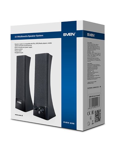 Компьютерные колонки 2.0 SVEN "235", Чёрный