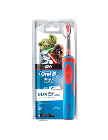 Periuță de dinți electrică Braun Oral-B Kids D100 StarWars, Albastru deschis | Roșu