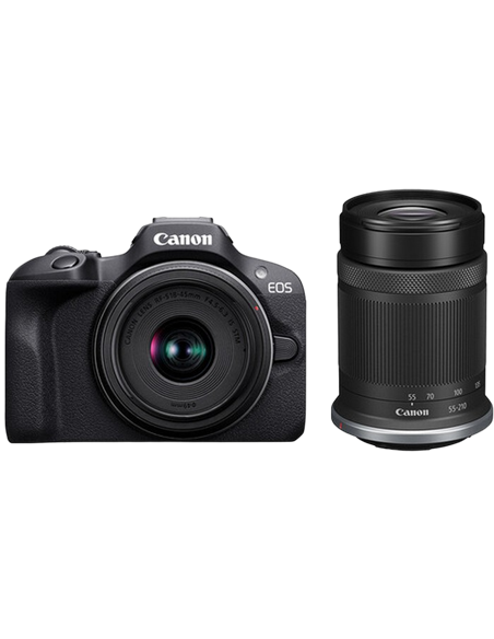 Aparat Foto Mirrorless Canon EOS R100 & RF-S 18-45mm f/4.5-6.3 IS STM & RF-S 55-210mm f/5-7.1 IS STM KIT