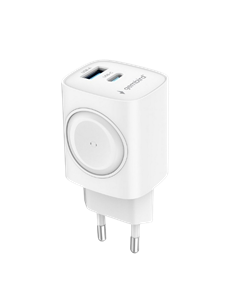 Încărcător Gembird 2 port + Încărcare fără fir pentru Apple Watch, 20W, Alb