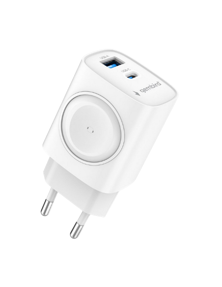 Încărcător Gembird 2 port + Încărcare fără fir pentru Apple Watch, 20W, Alb Încărcător Gembird 2 port + Încărcare fără fir pentru Apple Watch, 20W, Alb