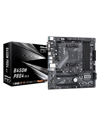 Материнская плата ASRock B450M PRO4 R2.0, AM4, AMD B450, Micro-ATX