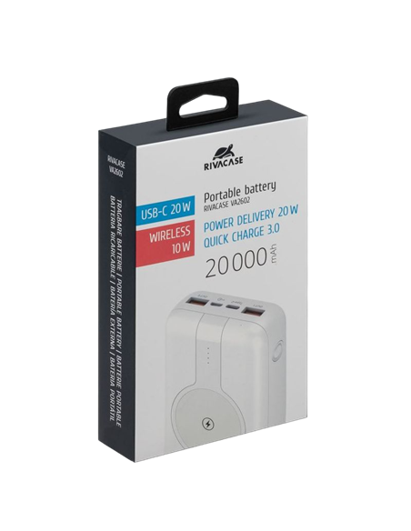 Acumulator extern Rivacase VA2602, 20000 mAh, Alb