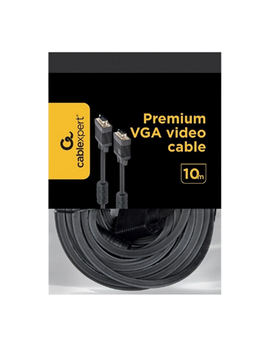 Видео кабель Cablexpert CC-PPVGA-10M-B, VGA D-Sub (M) - VGA D-Sub (M), 10м, Чёрный