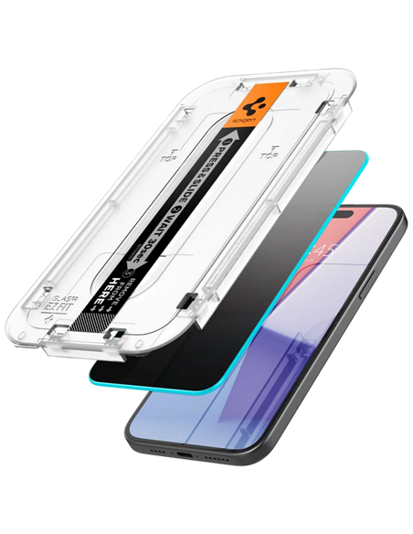 Защитное стекло Spigen iPhone 15 Pro Max EZ FIT Privacy, Прозрачный Защитное стекло Spigen iPhone 15 Pro Max EZ FIT Privacy, Прозрачный