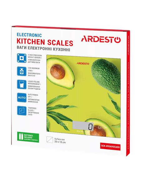 Cântar electronic de bucătărie Ardesto SCK-893, Avocado