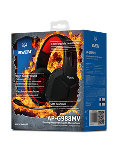 Căști gaming SVEN AP-G988MV, Cu fir, Negru/Roșu 2