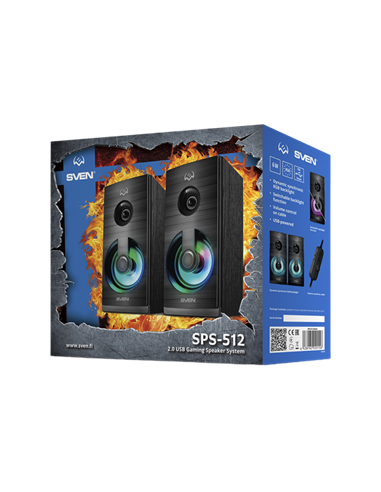 Компьютерные колонки 2.0 SVEN SPS-512, Чёрный