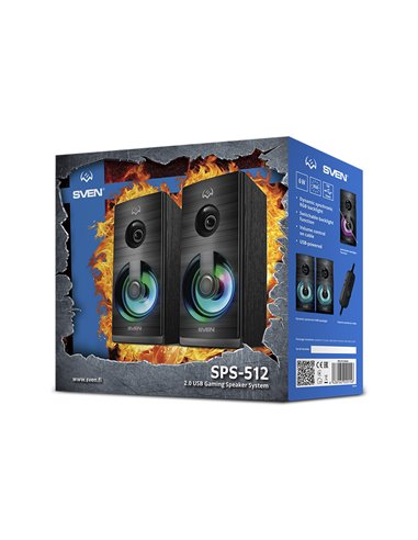 Компьютерные колонки 2.0 SVEN SPS-512, Чёрный