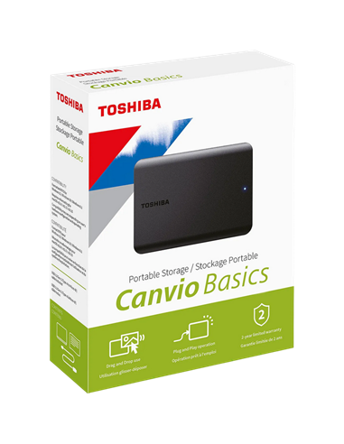 HDD portabil extern Toshiba Canvio Basics, 4 TB, Negru (HDTB540EK3CA)