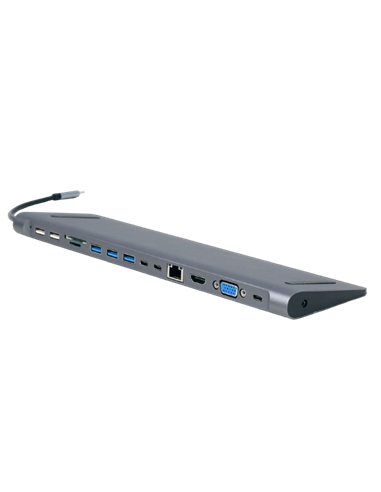 Adaptor Video Cablexpert A-CM-COMBO9-01, USB Type-C - LAN, VGA, HDMI, USB Type-C, USB Type-A, SD card-reader, Gri