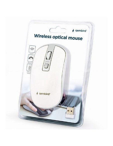 Mouse Wireless Gembird MUSW-4B-06-WS, Alb/Argintiu