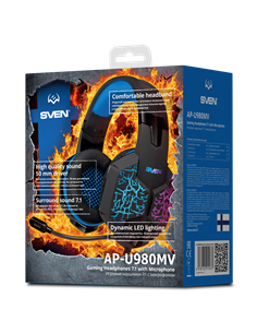 Игровая Гарнитура SVEN AP-U980MV, Проводной аналоговый, Чё/рный/Синий 2