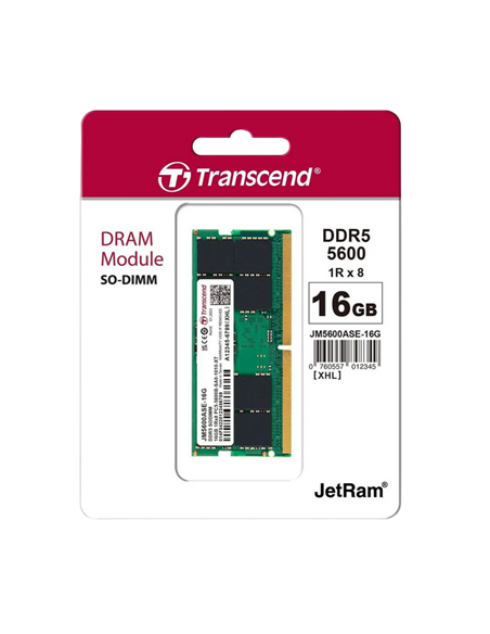 Memorie RAM Transcend JetRam, DDR5 SDRAM, 5600 MHz, 16GB, JM5600ASE-16G Memorie RAM Transcend JetRam, DDR5 SDRAM, 5600 MHz, 16GB, JM5600ASE-16G