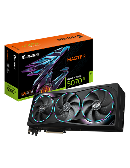 Видеокарта Gigabyte GeForce RTX 5070 Ti Aorus Master, 16GB GDDR7 256бит (GV-N507TAORUS M-16GD)