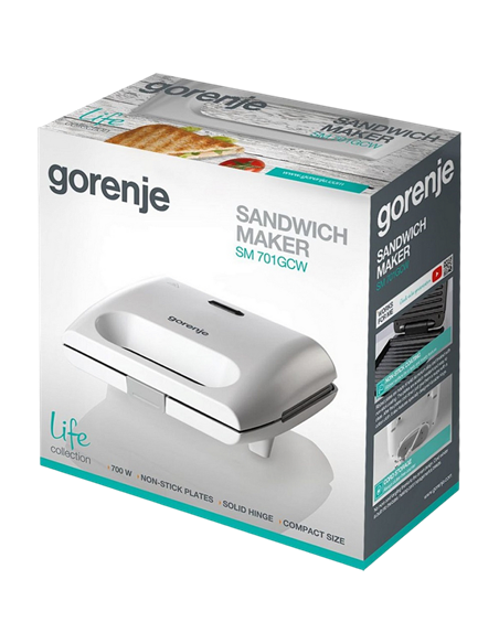 Aparat pentru sandwich Gorenje SM701GCW, Alb