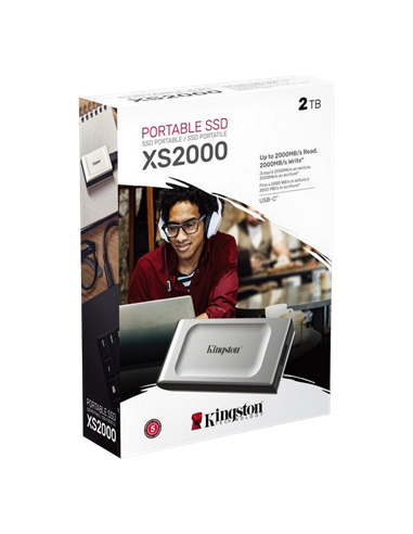 Внешний портативный SSD накопитель Kingston XS2000, 2 ТБ, Серебристый (SXS2000/2000G)