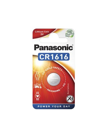 Дисковые батарейки Panasonic CR-1616EL, CR1616, 1шт.