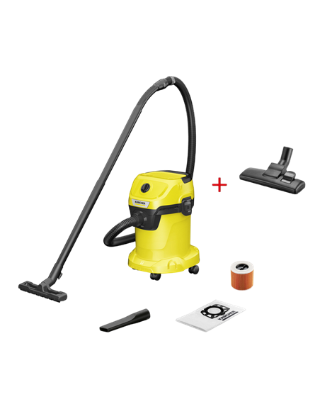 Aspirator Karcher WD 3 V-17/4/20 + Duza de podea DN 35, Galben
