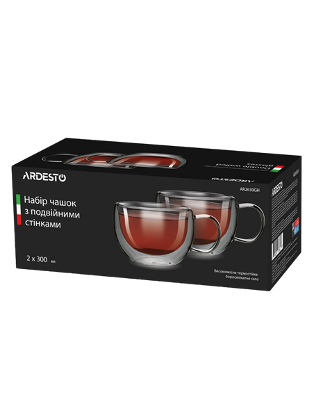 Set de pahare Ardesto 300 ml, 2 bucs, Transparent
