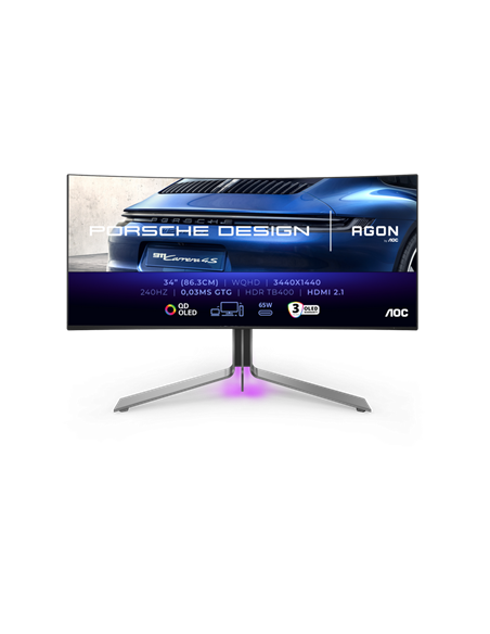 34" Monitor Gaming AOC PD34, QD OLED 3440x1440 WQHD, Negru