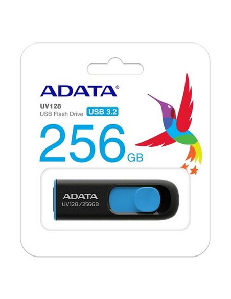 USB Flash накопитель ADATA UV128, 256Гб, Черный/Синий