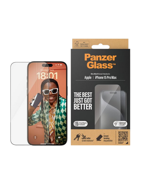 Защитное стекло PanzerGlass iPhone 15 Pro Max UWF wA, Прозрачный