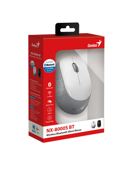Mouse Wireless Genius NX-8000S BT, Alb