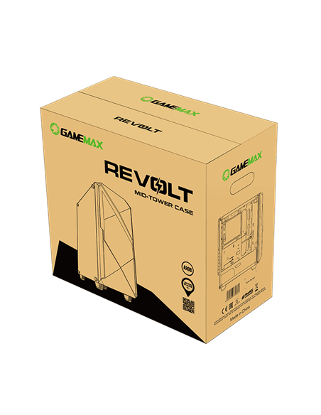 Carcasă PC Gamemax Revolt, Midi-Tower, Fără PSU, Negru