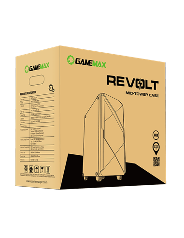 Carcasă PC Gamemax Revolt, Midi-Tower, Fără PSU, Negru