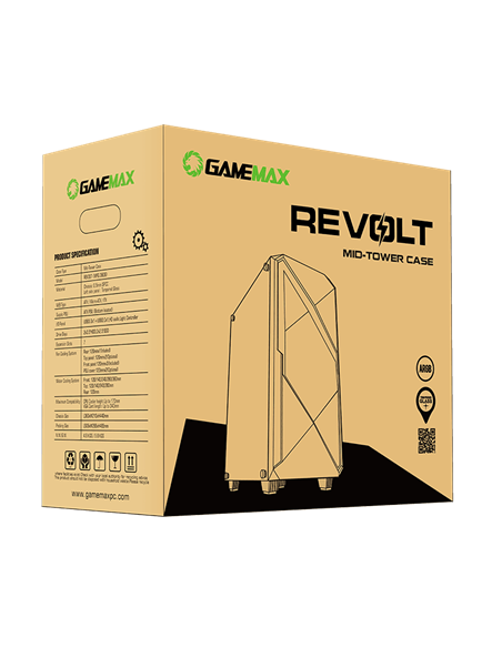 Компьютерный корпус Gamemax Revolt, Midi-Tower, Без блока питания, Чёрный