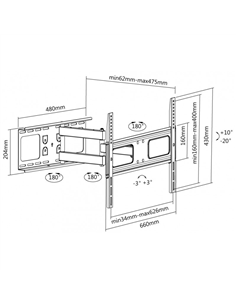 Suport de perete înclinat și pivotant Reflecta Plexo 70-6040T, Negru 2