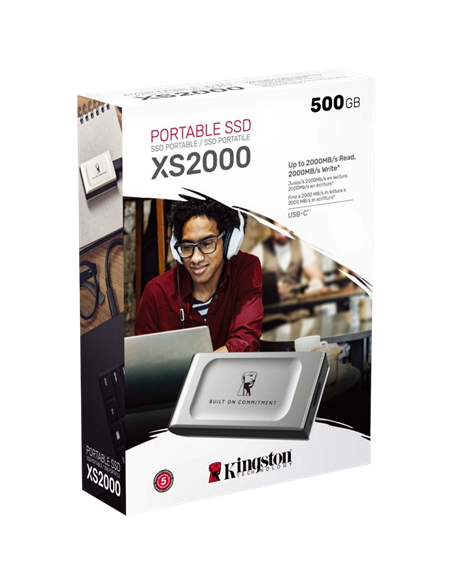 Внешний портативный SSD накопитель Kingston XS2000 BoC, 500 ГБ, Серебристый (SXS2000/500GA)